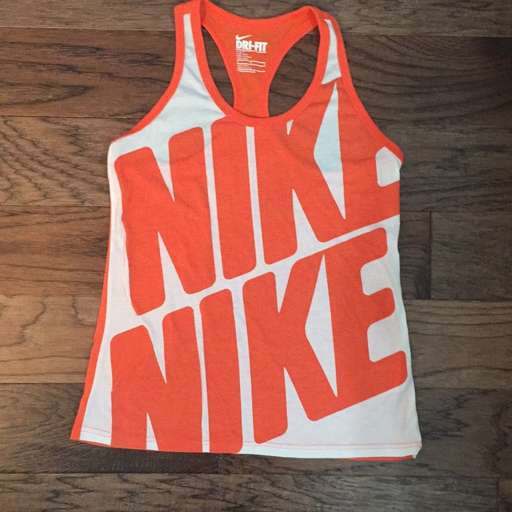 Orange and White Nike tank, M